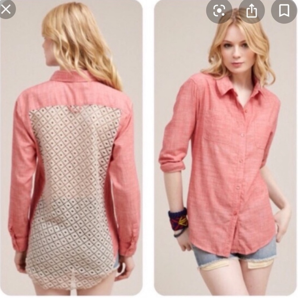 Free People Washed Red Chambray button down